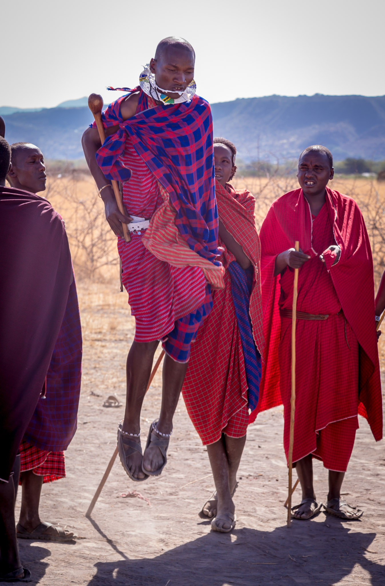 Maasai men performing iconic jump/dance