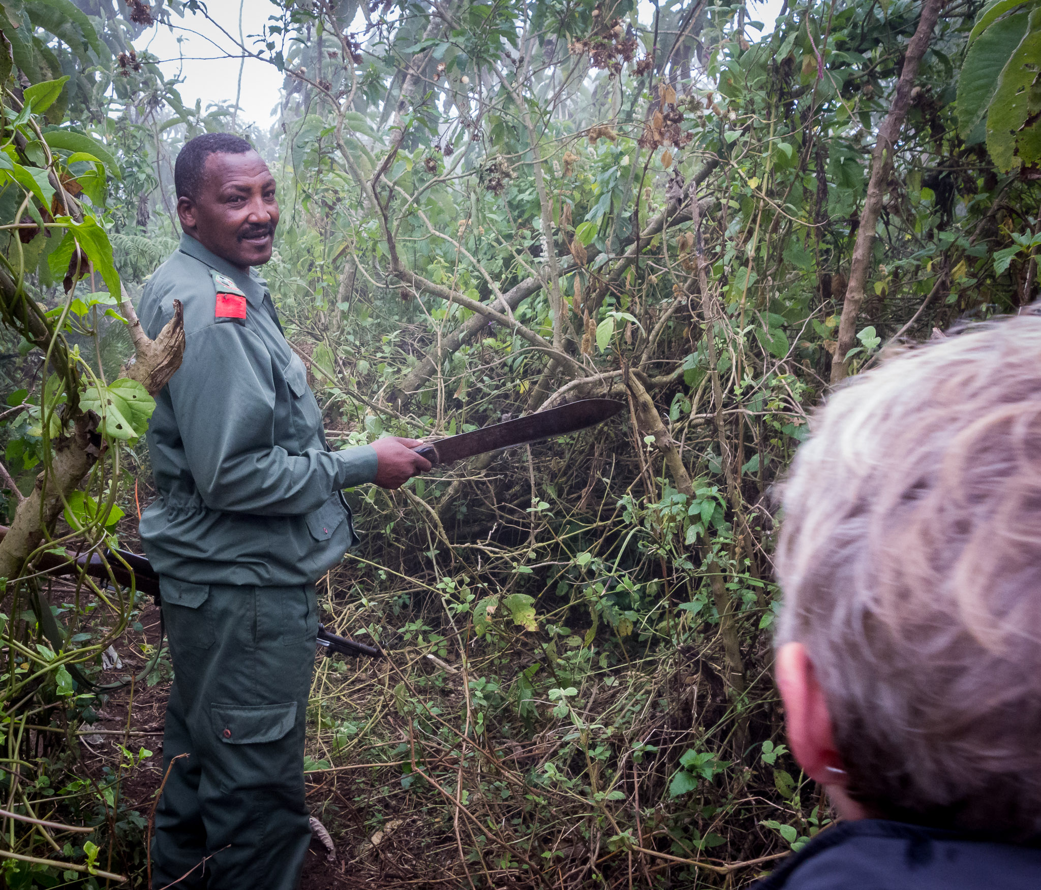 Hiking down from Ngorongoro Crater's rim