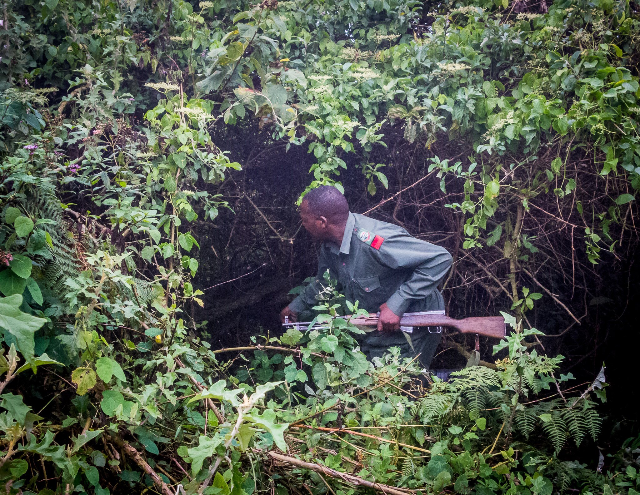 Hiking down from Ngorongoro Crater's rim