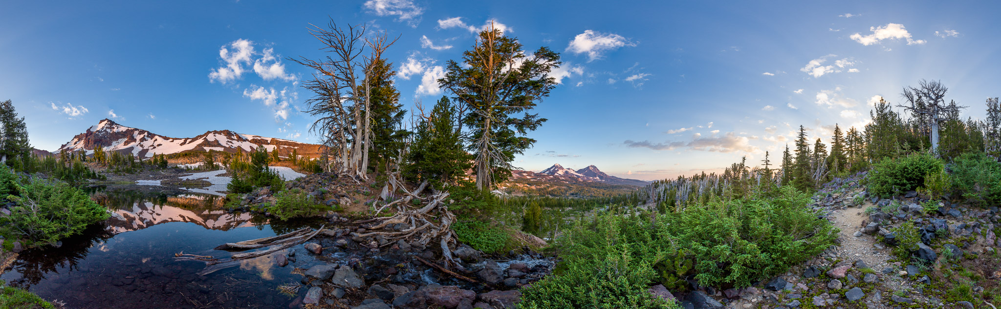 Sunrise panorama from tarn above Golden Lake