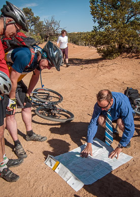 Noah showing day's route down Flint Trail to Maze Overlook