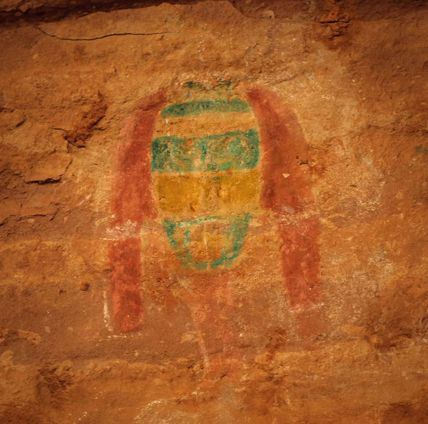 The Green Mask pictograph at Green Mask Ruins, Shriek's Canyon