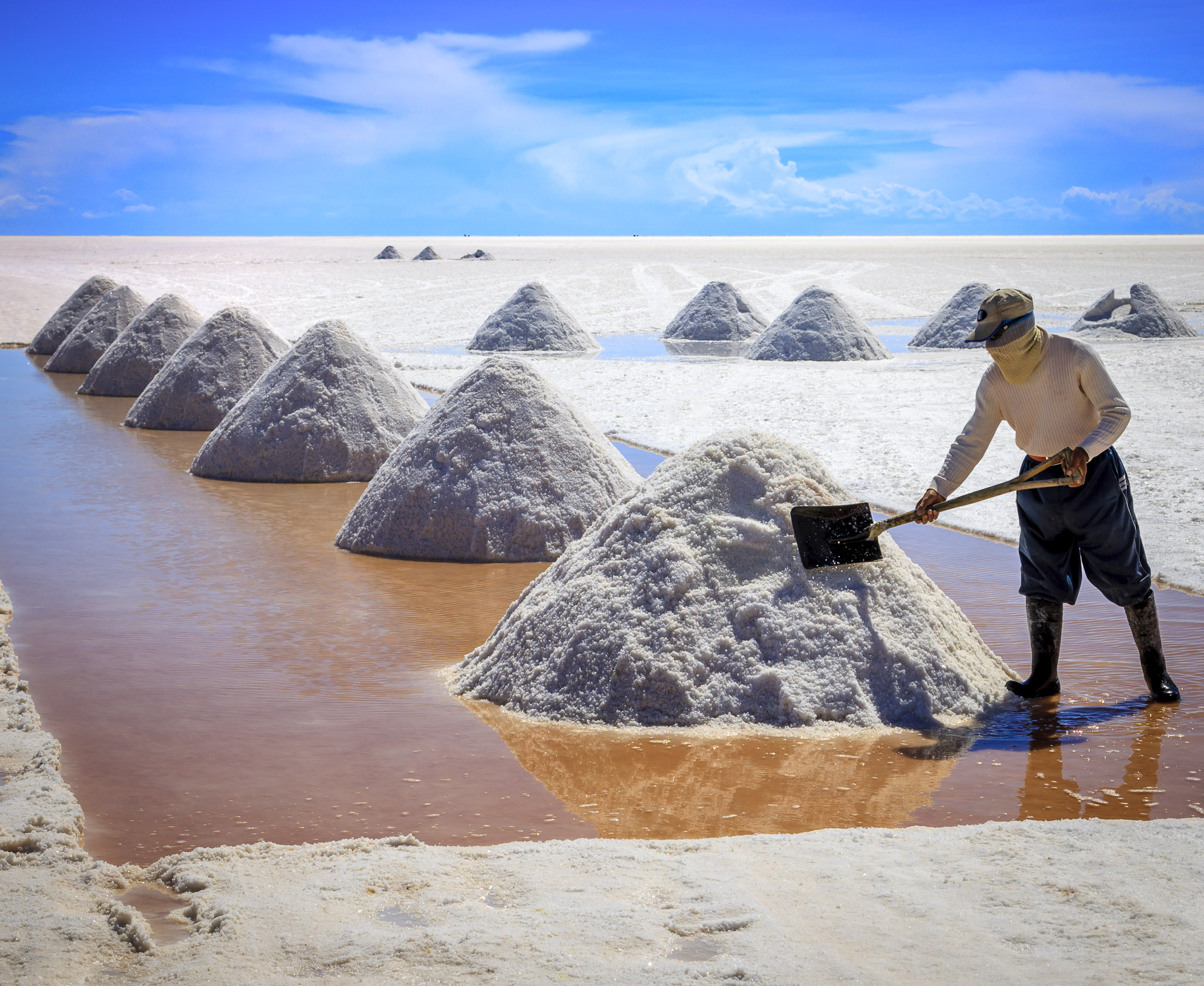 Salt "farming" in Colchani, Salar de Uyuni