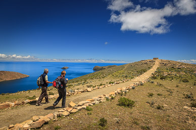 Martha & Reinaldo hiking out to Chincana, Isla del Sol, Lake Titicaca