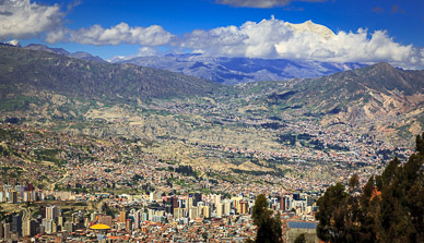 View into La Paz from surrounding El Alto