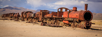 Train graveyard outside town of Uyuni