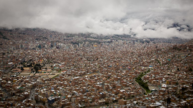 View into La Paz from surrounding El Alto