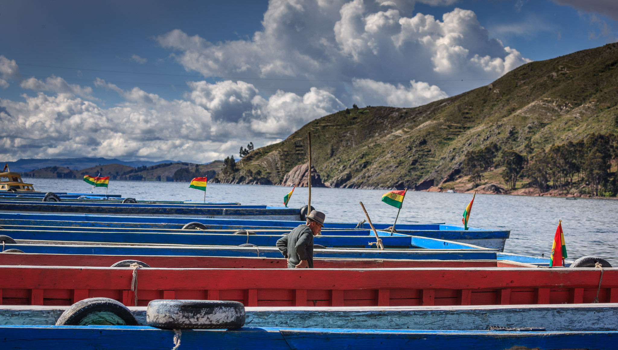 Docked ferrys at Tiquina Straits