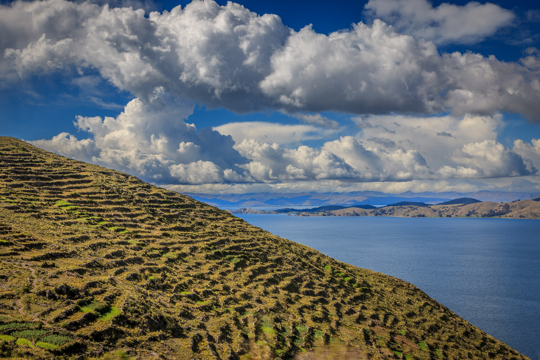 Ancient Inca terracing over Lake Titicaca