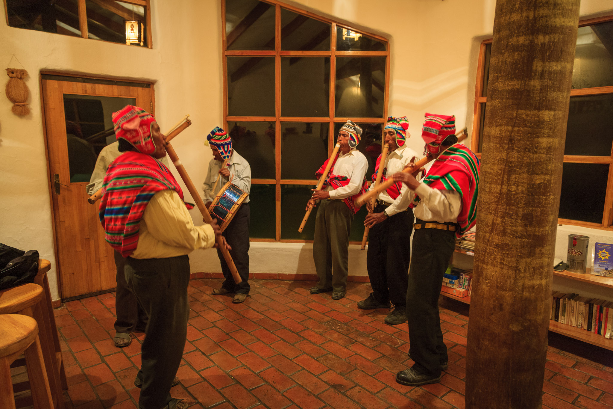 Entertainment after dinner at EcoLodge, Isla del Sol