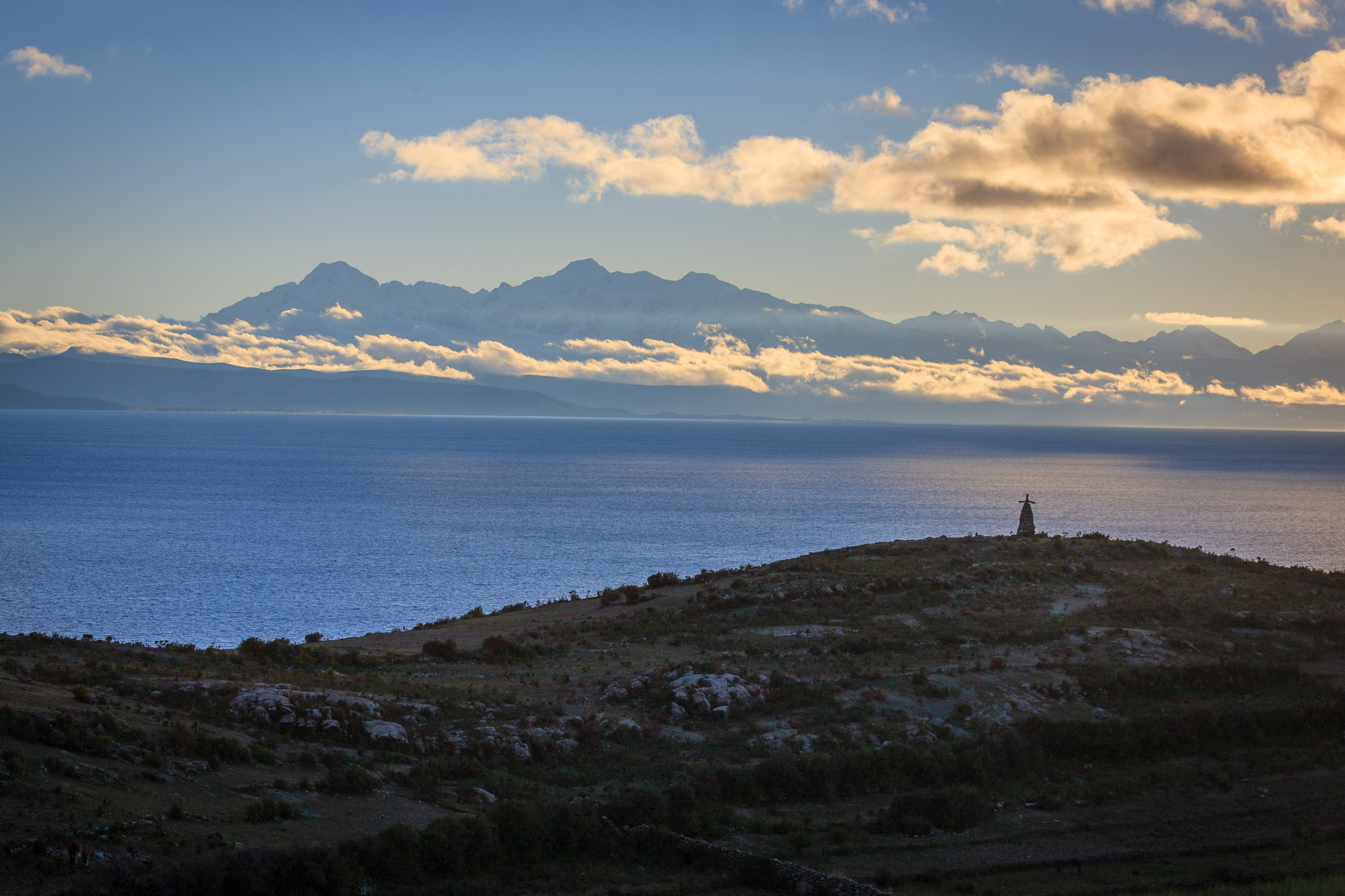 First light on the Andes from Isla del Sol