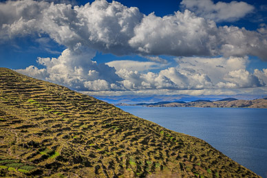 Ancient Inca terracing over Lake Titicaca