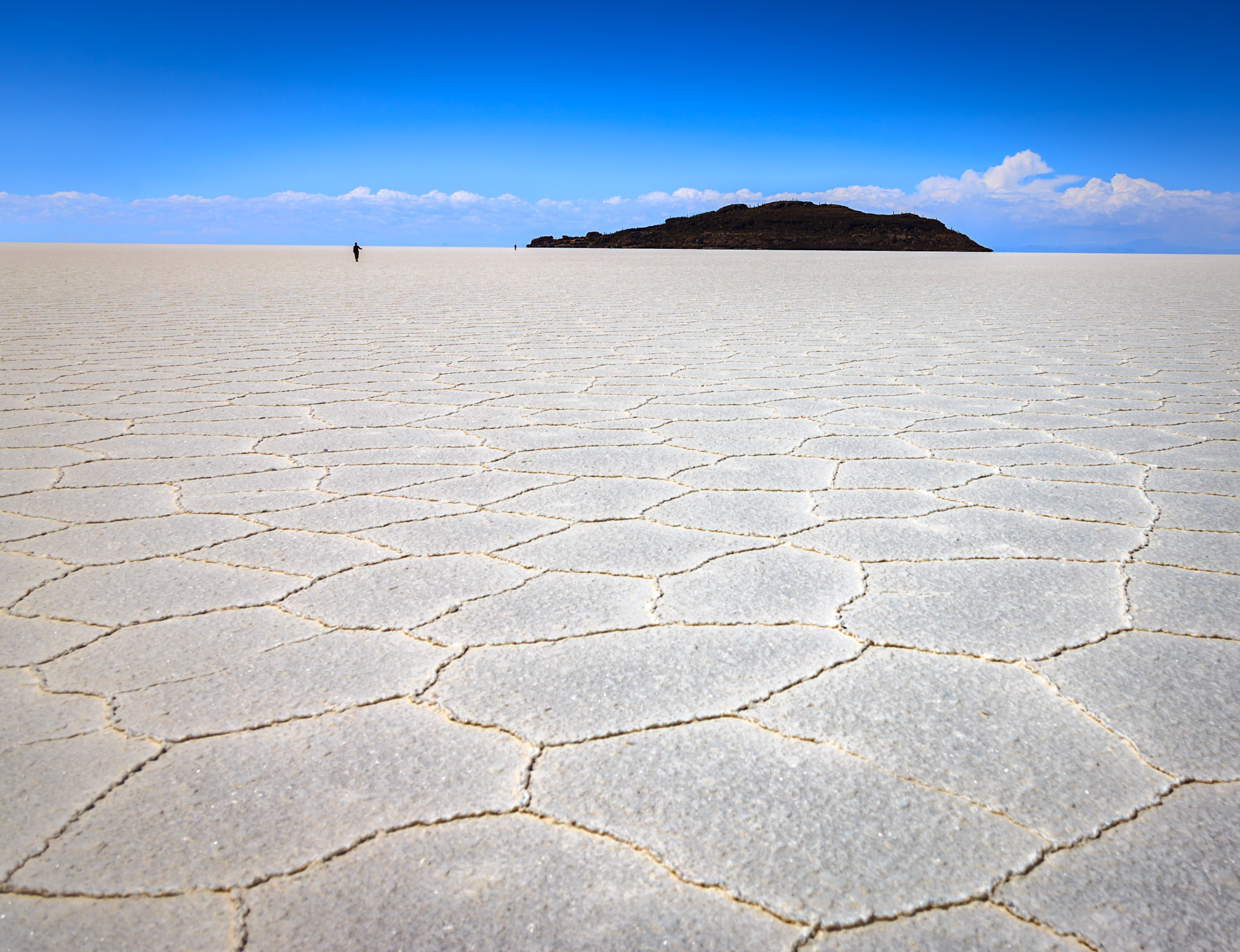 Martha walking to Isla Incahuasi, Salar de Uyuni