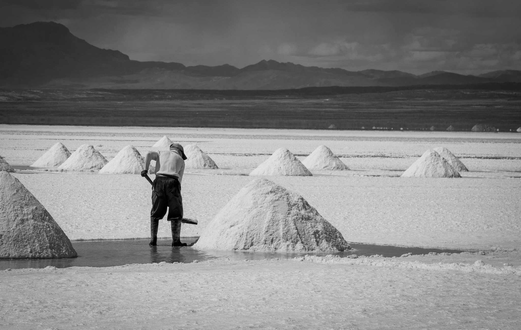 Salt "farming" in Colchani, Salar de Uyuni