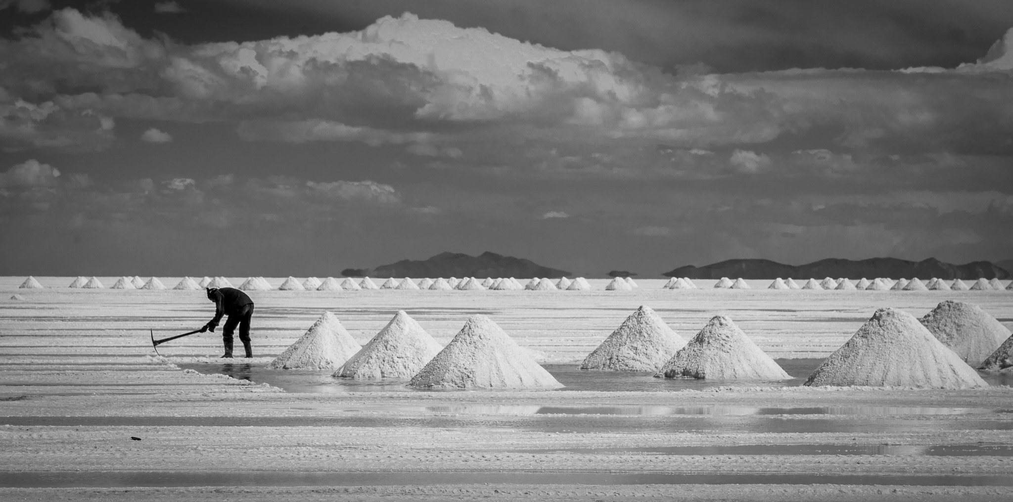 Salt "farming" in Colchani, Salar de Uyuni