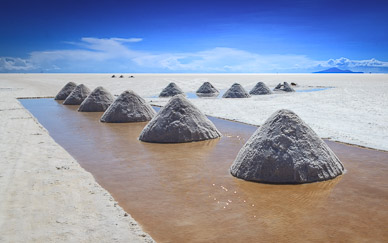 Salt "farming" in Colchani, Salar de Uyuni