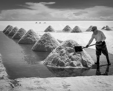 Salt "farming" in Colchani, Salar de Uyuni