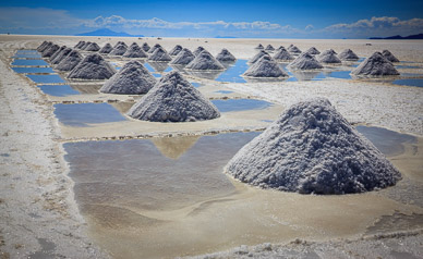 Salt "farming" in Colchani, Salar de Uyuni