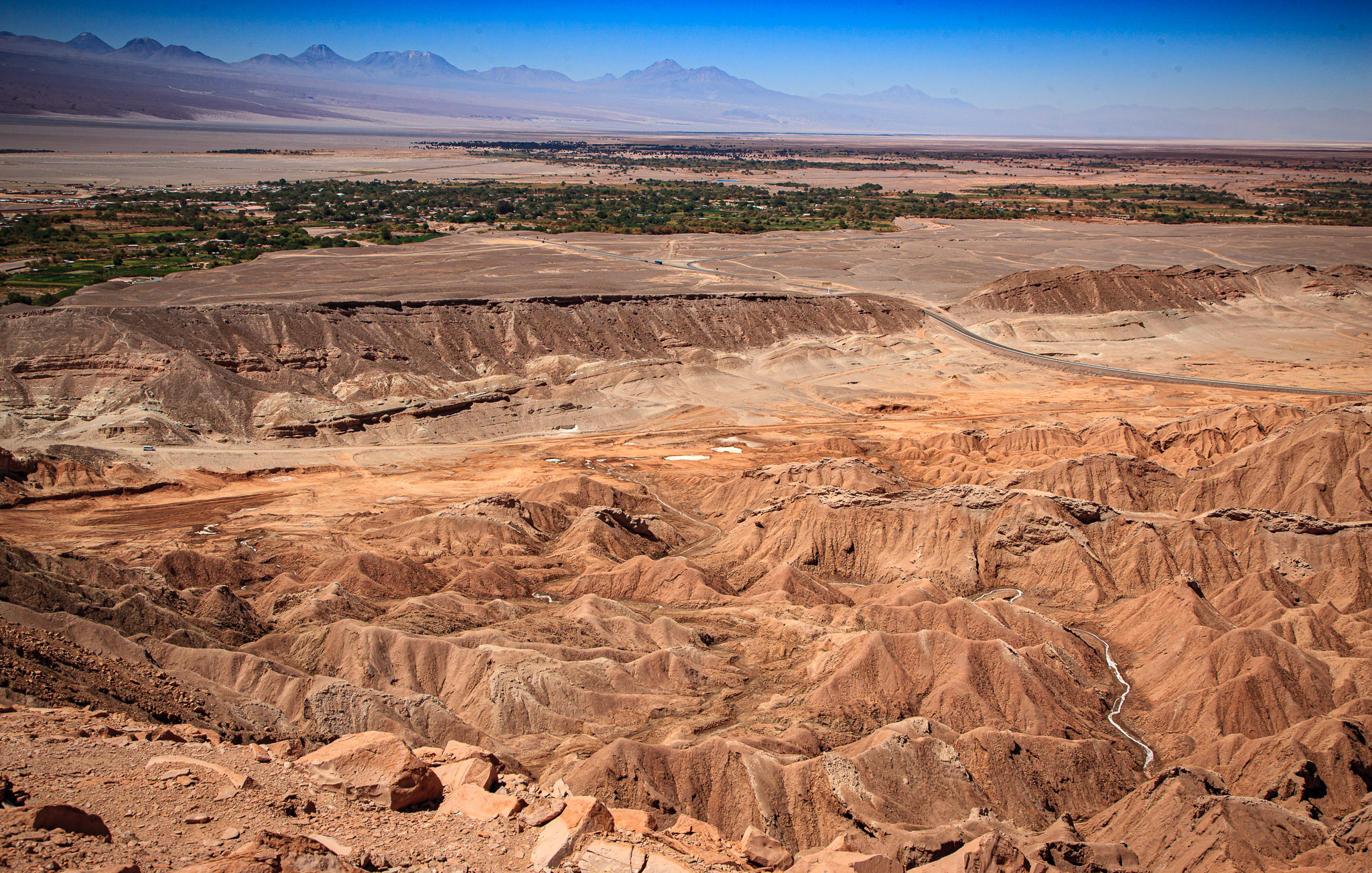 Pedro de Atacama from Cordillera de Sal (mountains of salt)