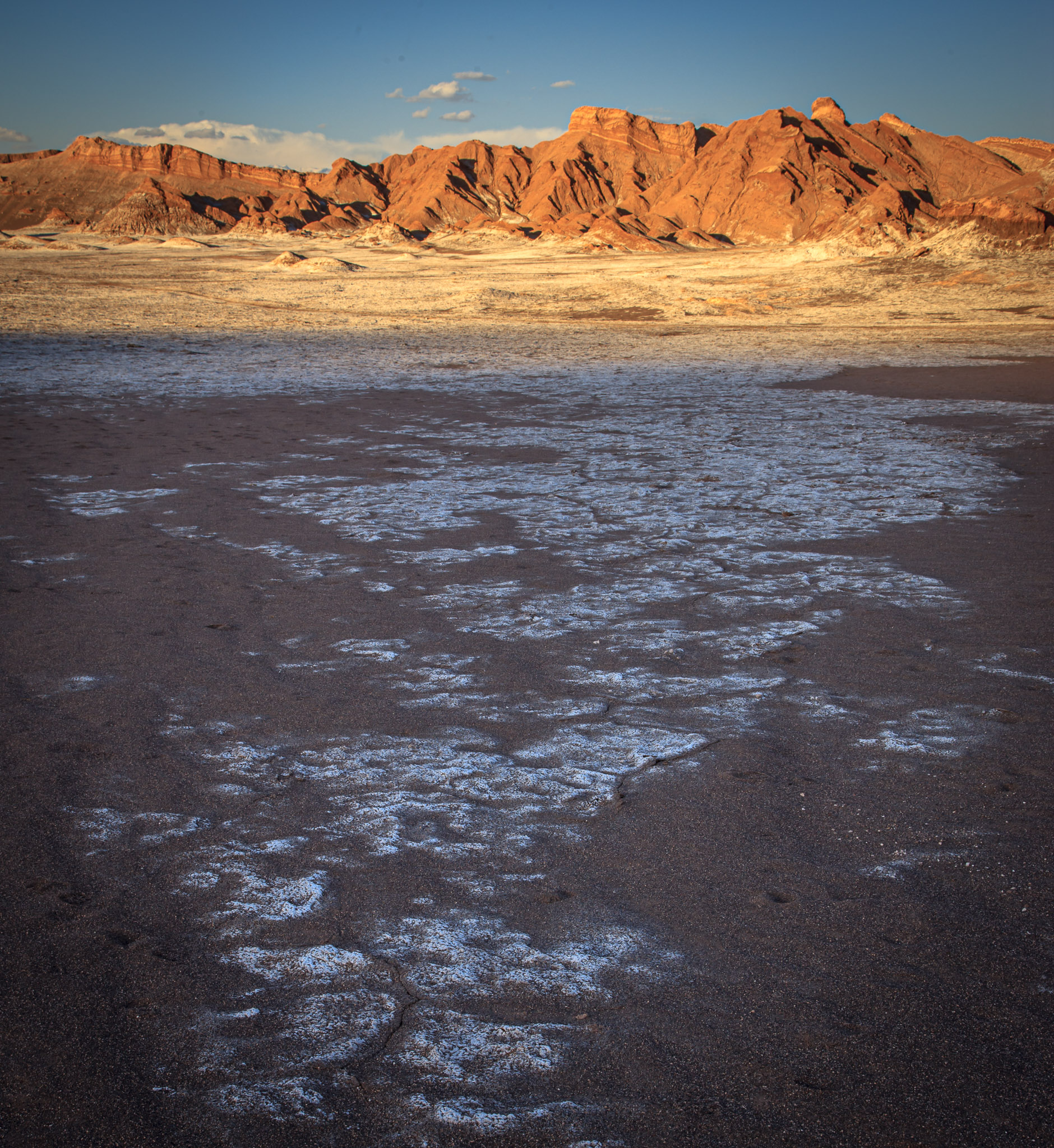 Evening light in Valle de Luna (that's not frost, it's salt)