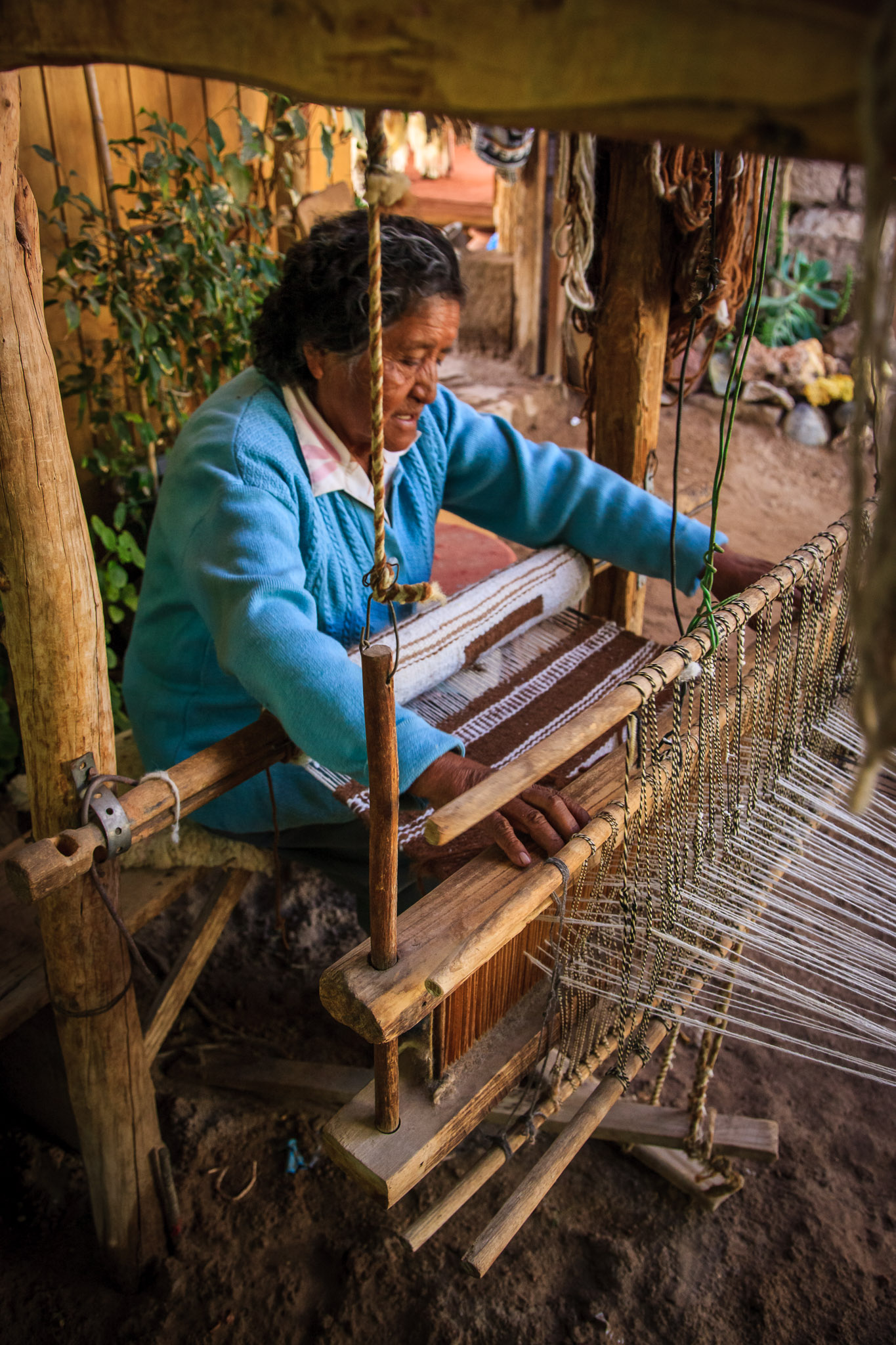 Gramma Louisa at her loom (our driver Eduardo's aunt)