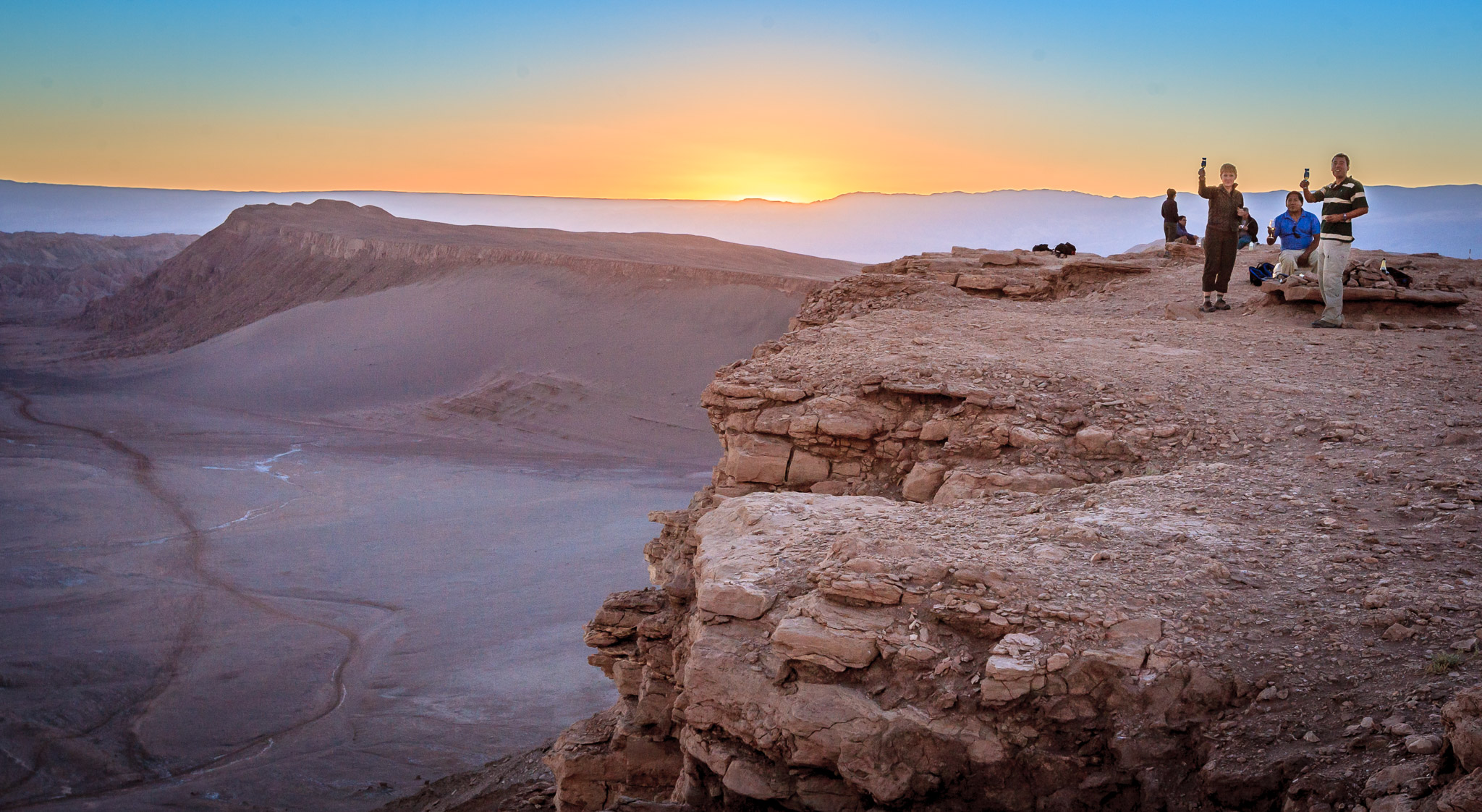 Toasting the sunset at Cordillera de Sal overlook