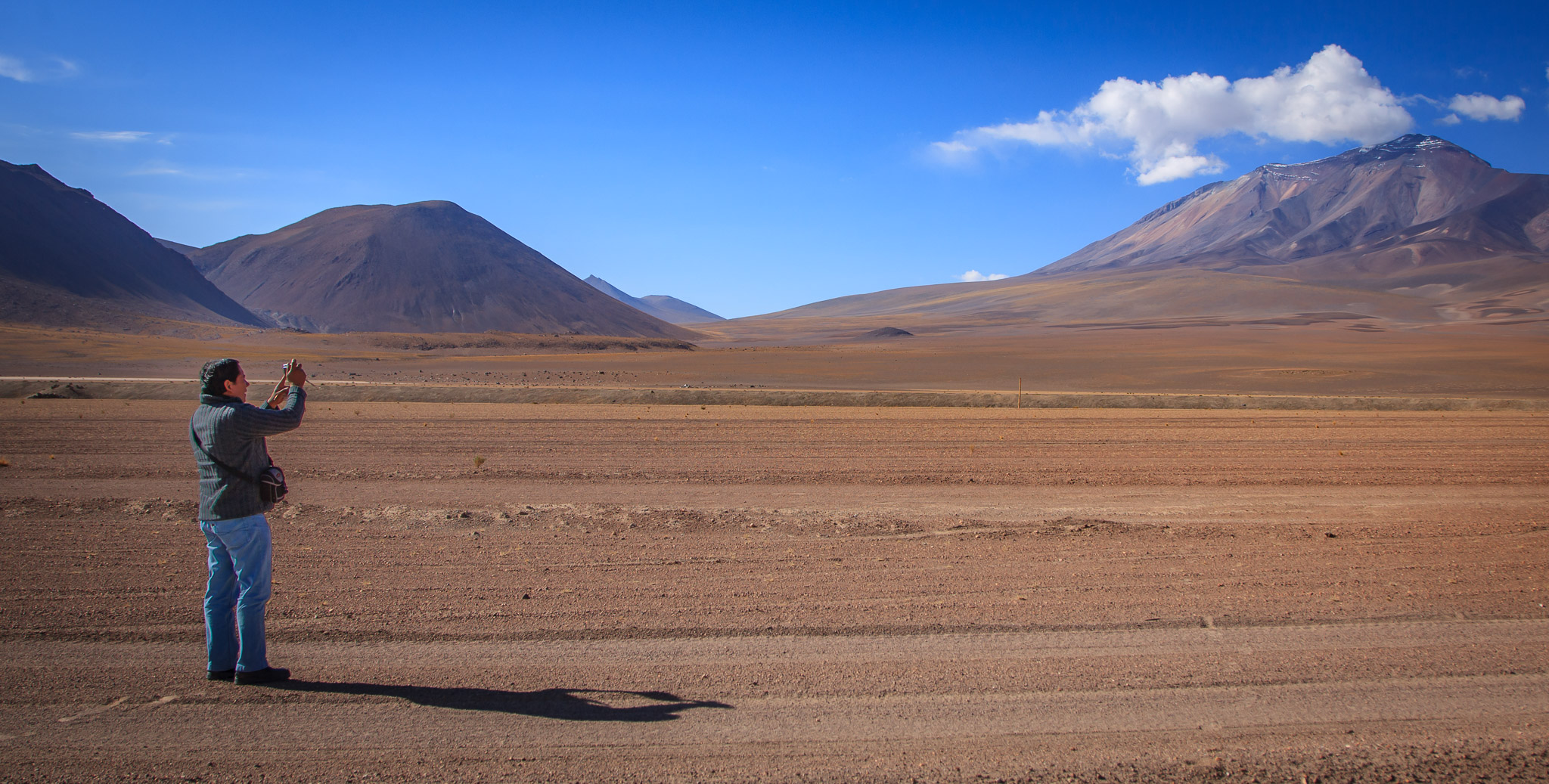 Eduardo taking picture of Volcan San Pedro