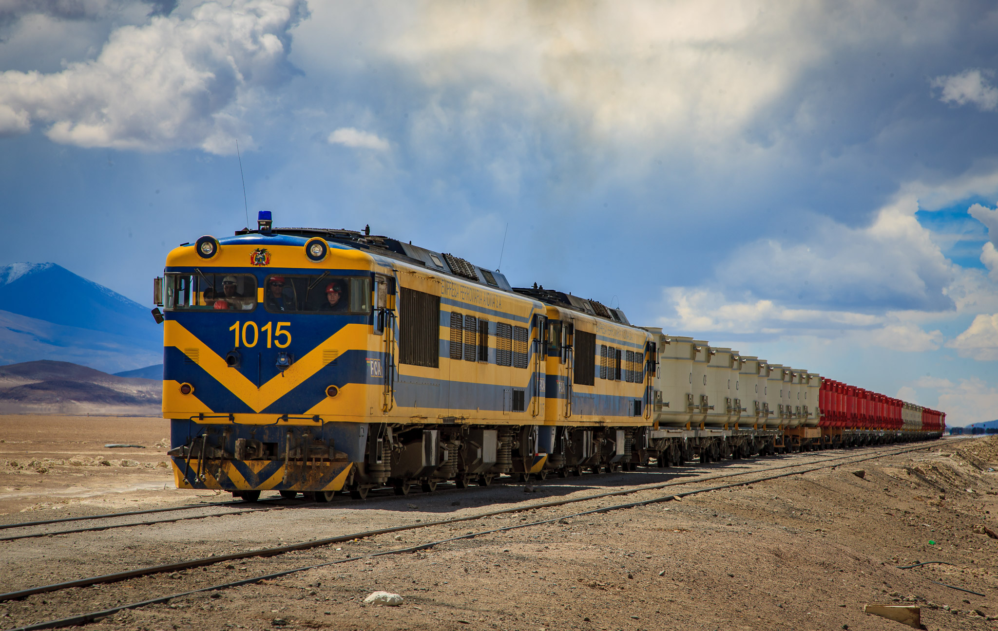 Silver & zinc ore train arriving from Bolivia