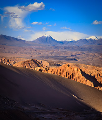 Cordillera de Sal with Volcan Licancabur in distance