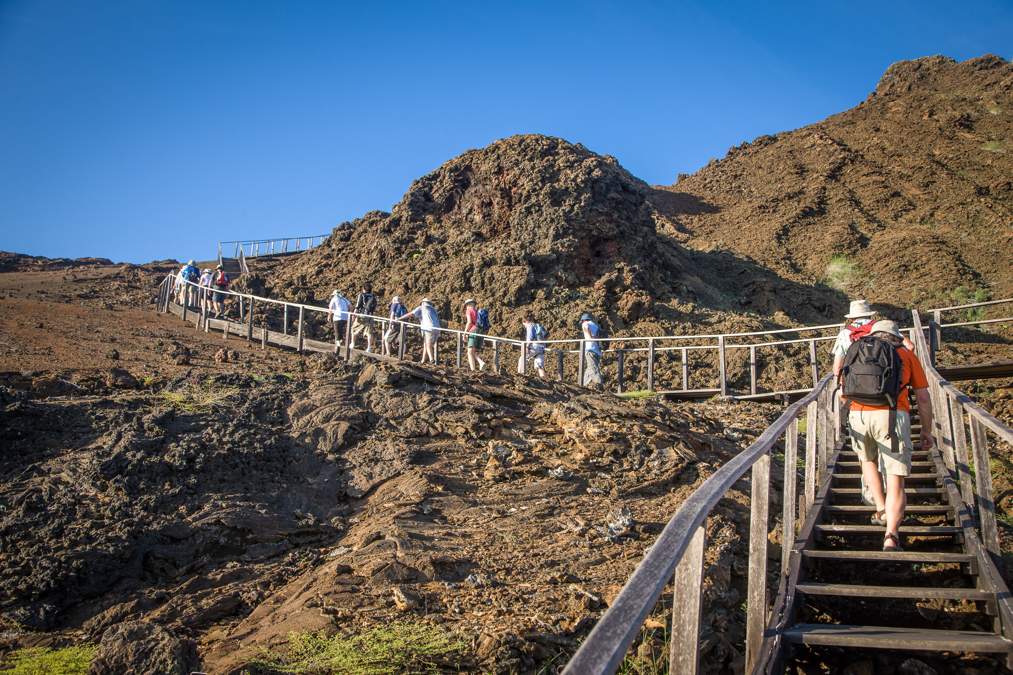 Climbing Isla Bartolome's peak