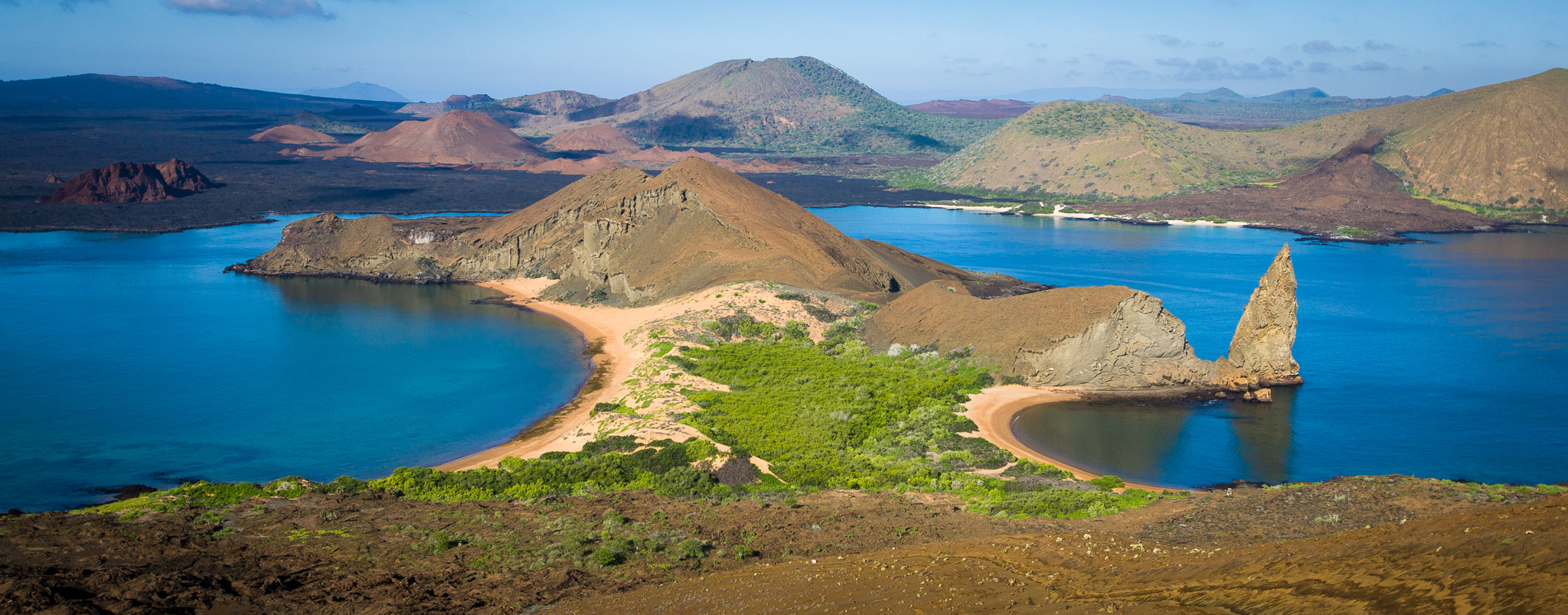 View of Pinncle Rock Isthmus from Bartolome peak