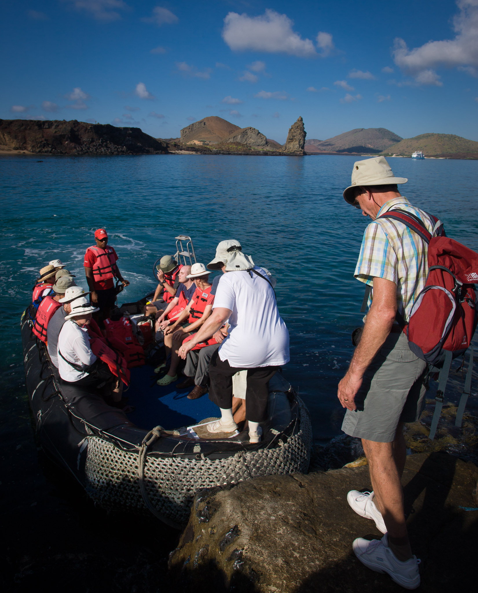 Getting our ride back to breakfast, Isla Bartolome, Galapagos Islands