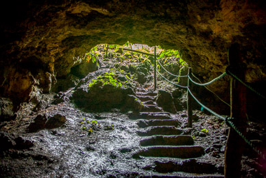 Hiking out of lava tube cave