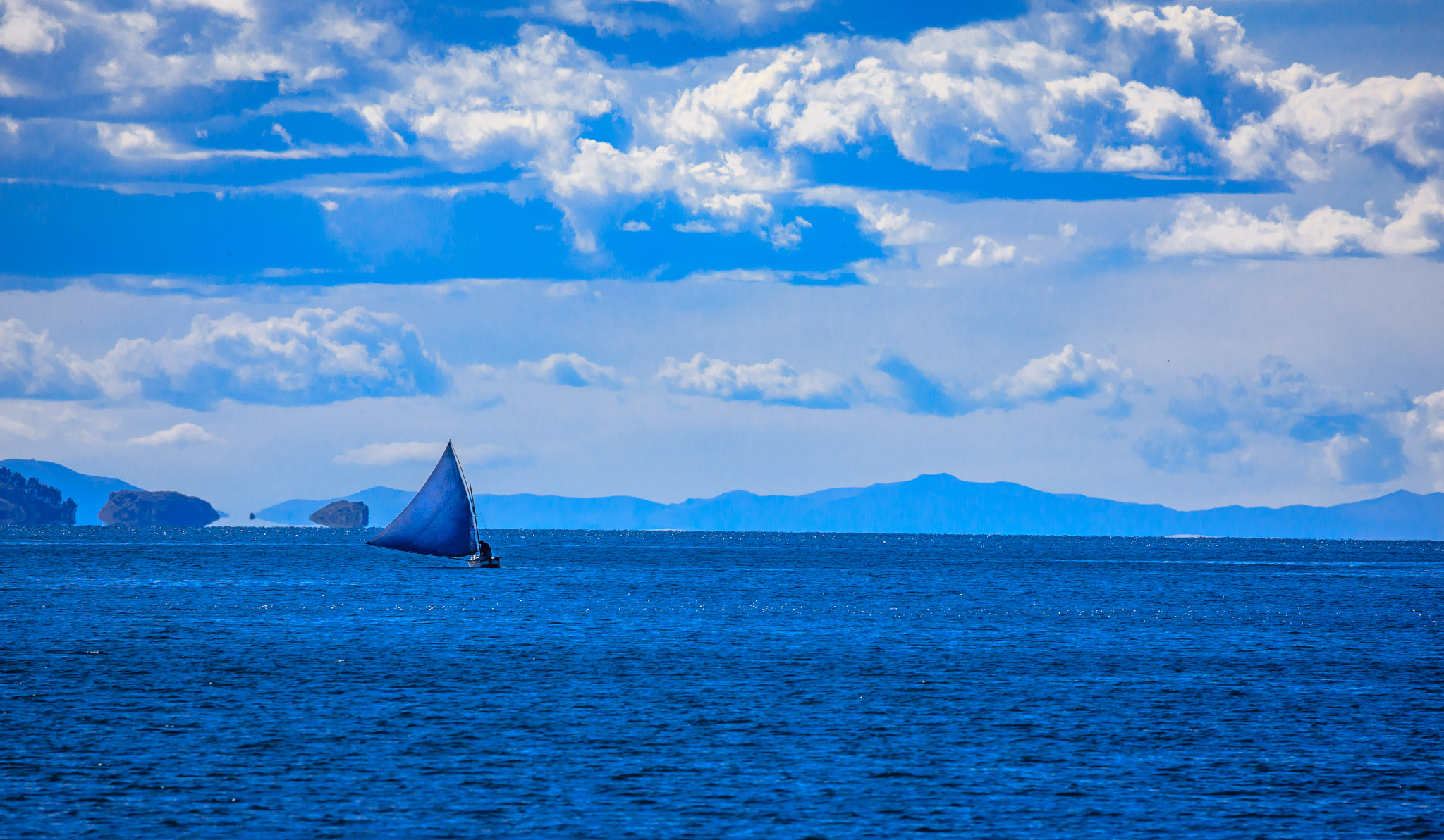 Sailboat on Lake Titicaca