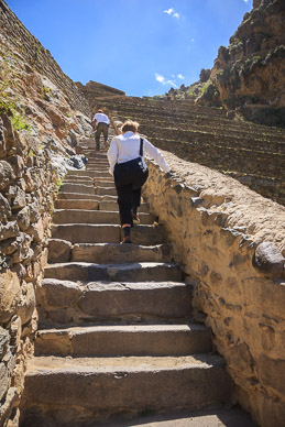 Climbing Ollantaytambo ruins