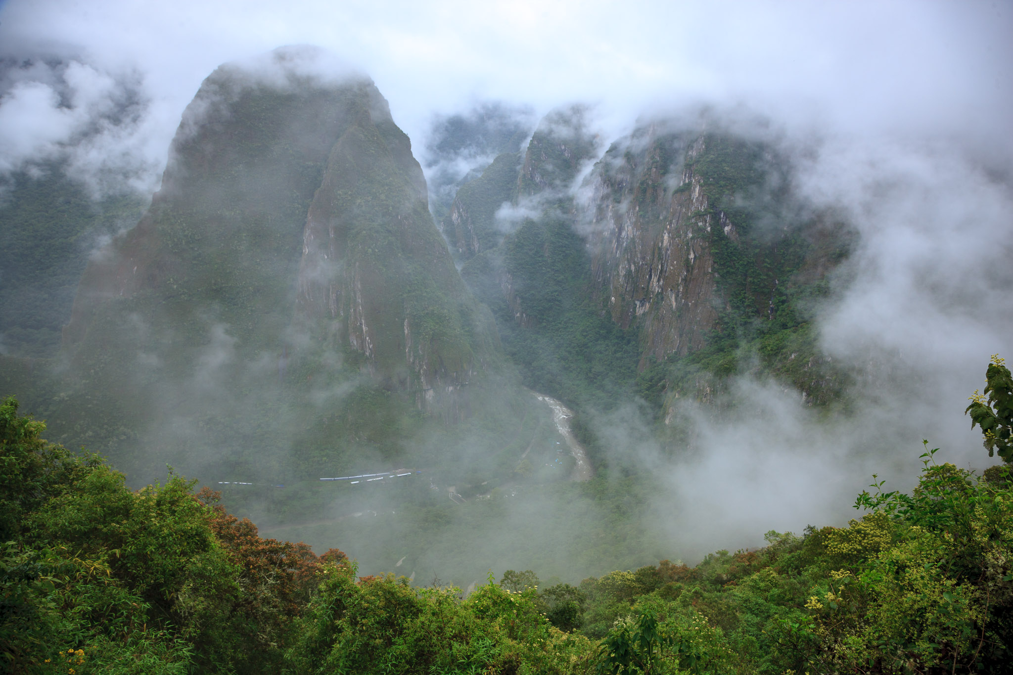 View from Machu Picchu back down to Rio Urubamba
