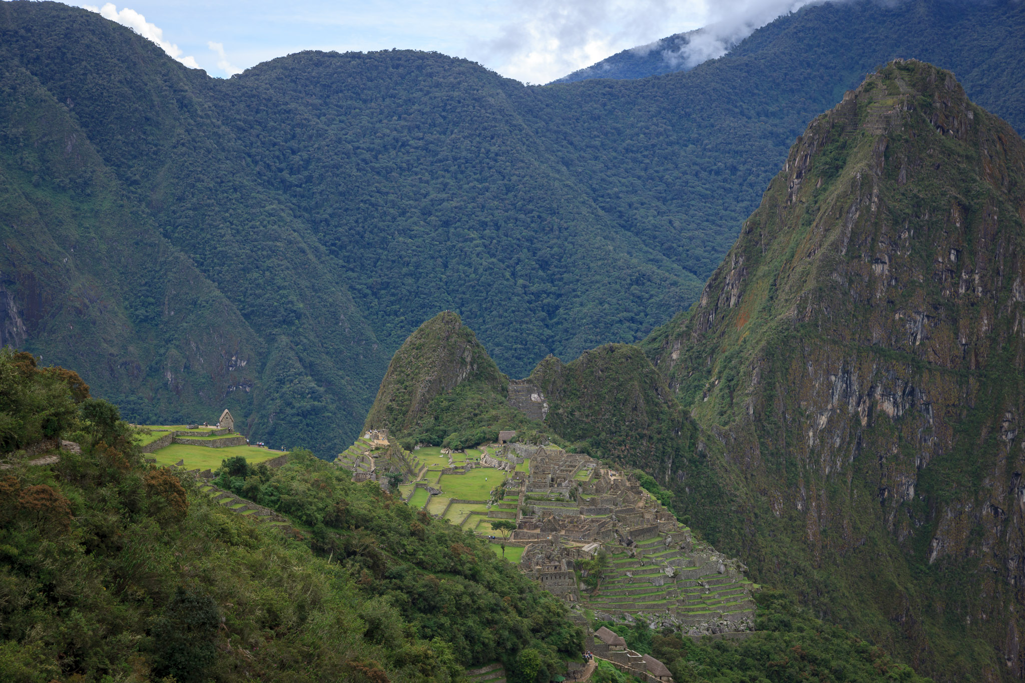 Looking back at Machu Picchu from trail to Sun Gate