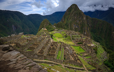 Looking back at Machu Picchu from Inca Trail to Sun Gate