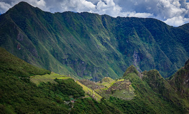 Looking back at Machu Picchu from the Sun Gate, SE Inca Trail into Machu Picchu