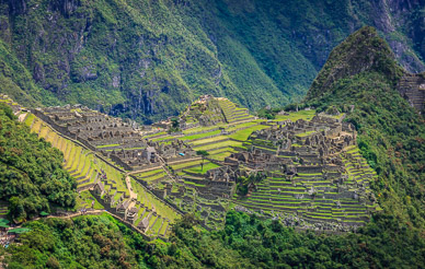 Looking back at Machu Picchu from Inca Trail to Sun Gate