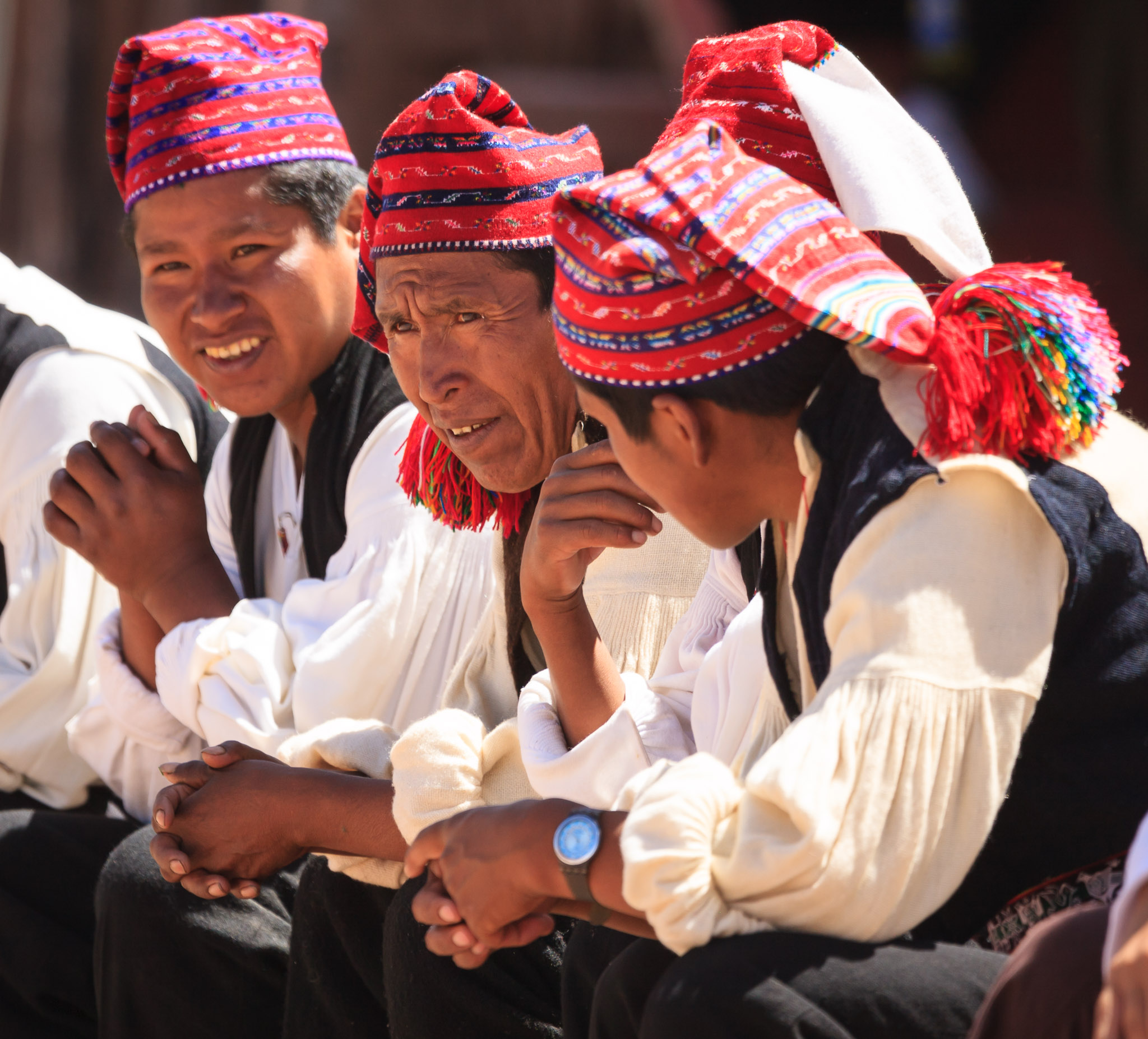 Men on Isla Taquile