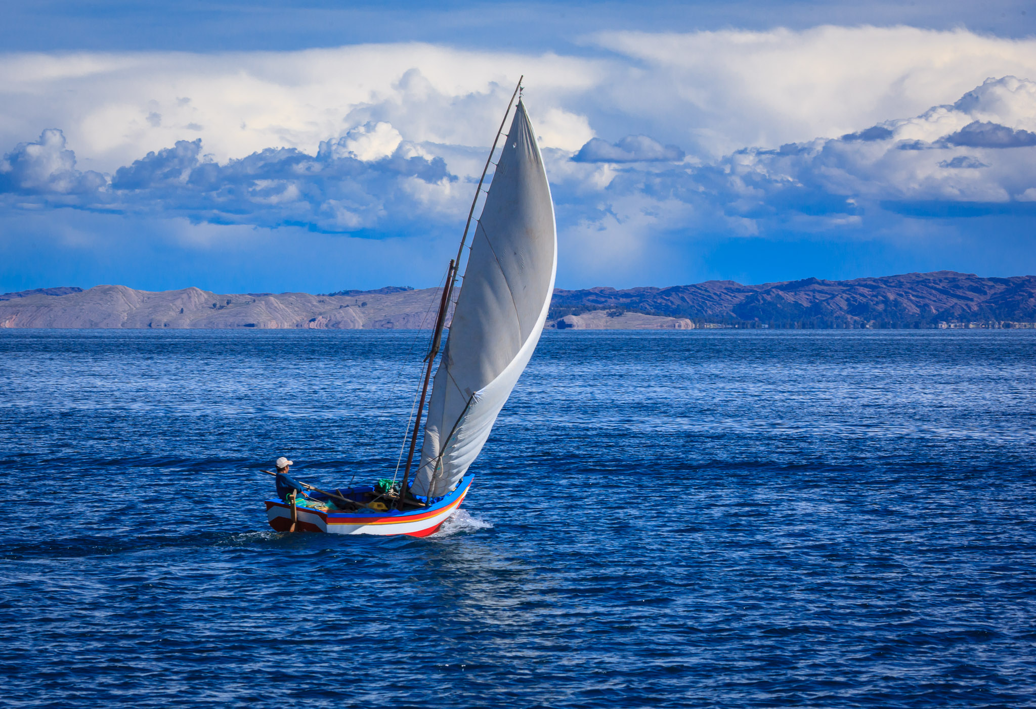 Sailboat on Lake Titicaca