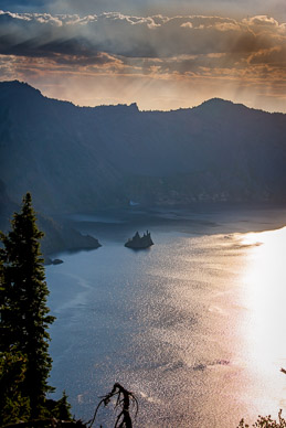 Smokey afternoon sun on Crater Lake