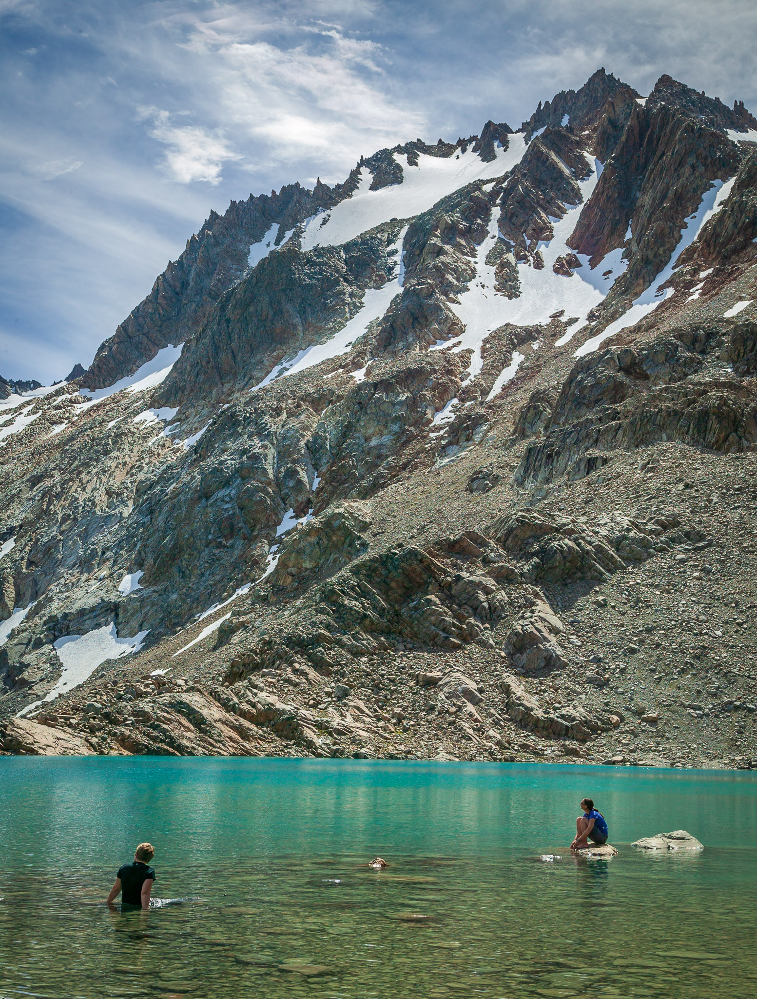 Cooling off in Laguna de los Tres on an 80+°F day