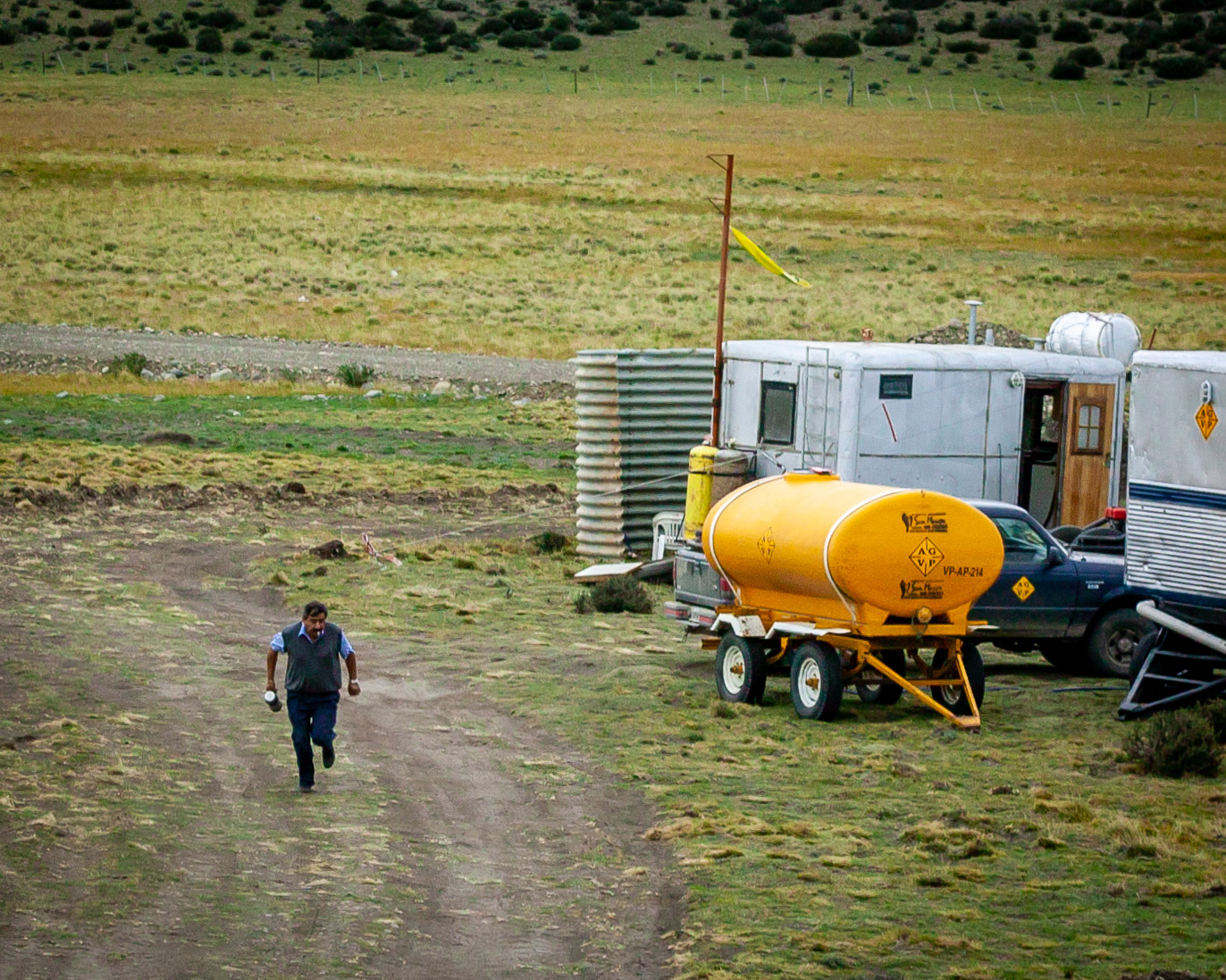 Bus driver stopping in the middle of nowhere to get more hot water for maté