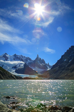 Sun drenched Laguna Torre