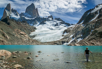 Cooling off in Laguna de los Tres on an 80+°F day