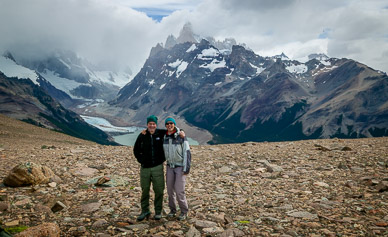 Rick, Wanda & Laguna Torre basin in background