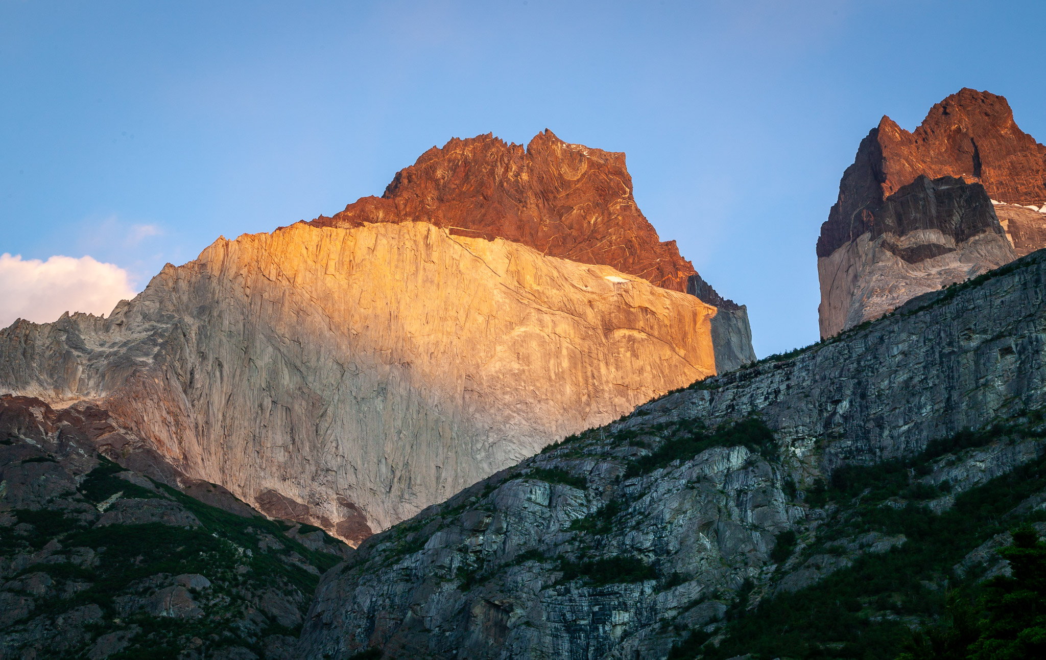 Sunset on Los Cuernos (the Horns)