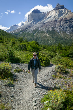 Los Cuernos & Martha on trail to Refugio Paine Grande